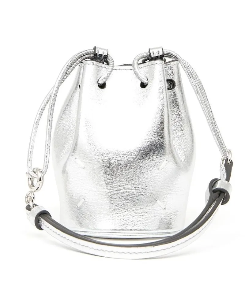 Maison Margiela Micro-Beuteltasche im Metallic-Look - Silber Silber