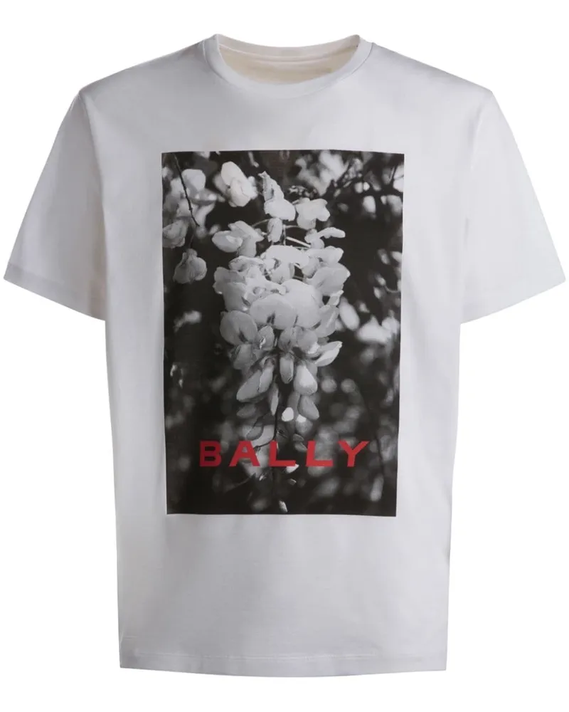 Bally Logo-T-Shirt mit Blumen-Print - Weiß Weiß