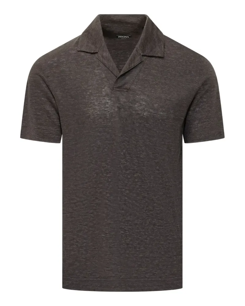Ermenegildo Zegna Oasi Lino polo-collar T-shirt - Braun Braun