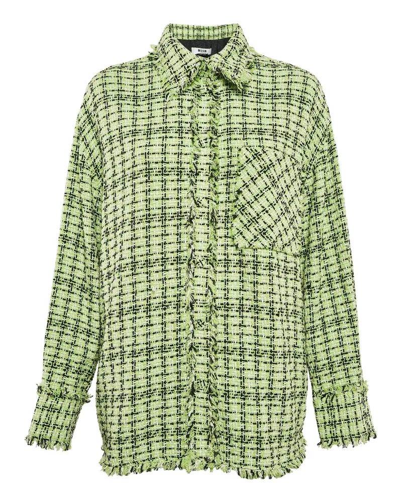 MSGM Tweed-Jacke mit Fransen - Grün Grün