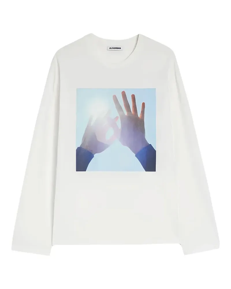 Jil Sander Langarmshirt mit Print - Weiß Weiß