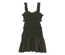 Gesmoktes Rüschenkleid - Grün