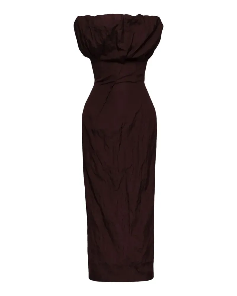 Magda Butrym Schulterfreies Maxikleid in Knitteroptik - Braun Braun