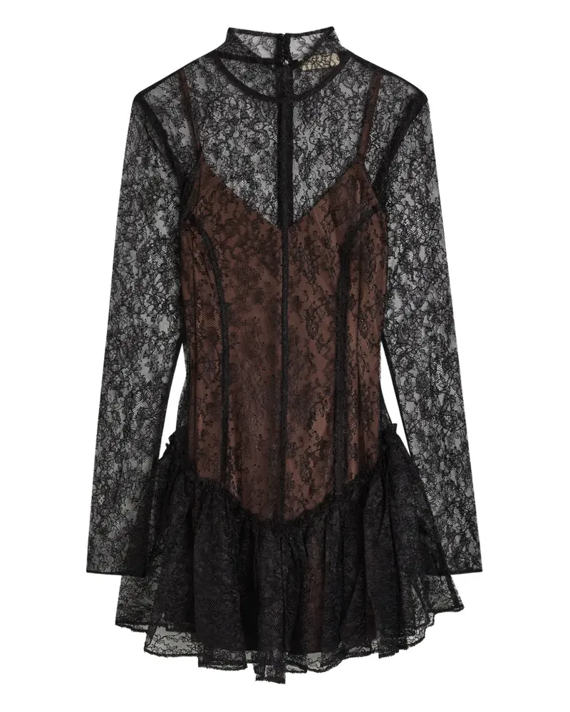 De La Vali Brisa lace ruffled mini dress - Schwarz Schwarz