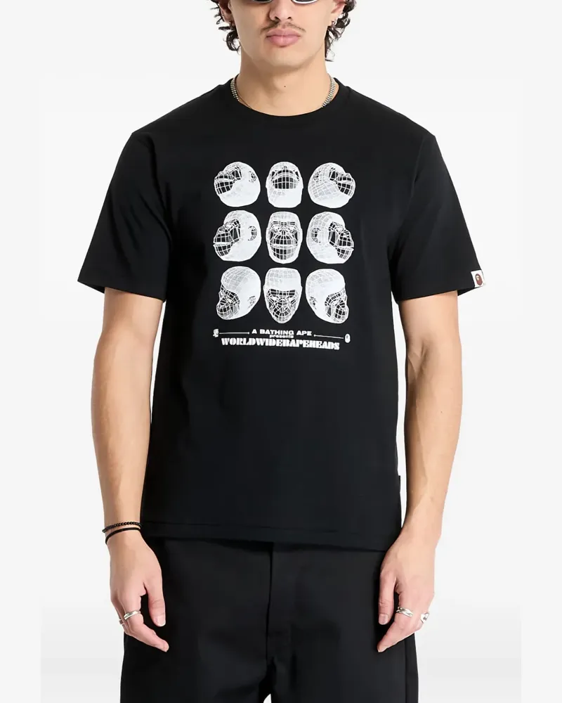 BAPE Polygon T-Shirt mit Ape Head-Print - Schwarz Schwarz