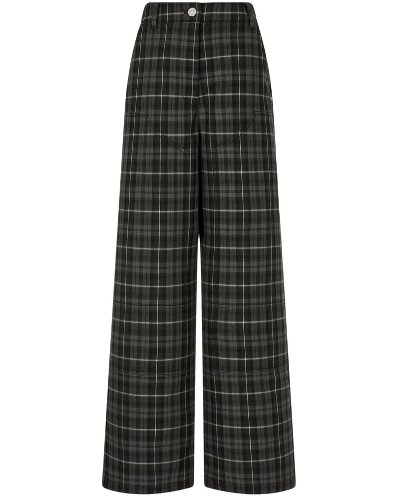 STUDIO TOMBOY Weite Hose mit Schottenkaro - Schwarz Schwarz