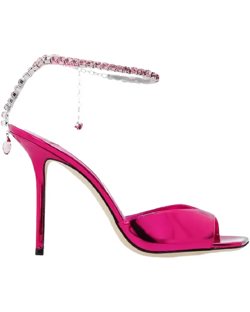 Jimmy Choo 100mm Saeda crystal-embellished sandals - Rosa Rosa
