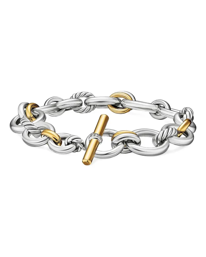 David Yurman DY Mercer® Chain Armband aus 18kt Gelbgold und Sterlingsilber mit Diamanten Silber