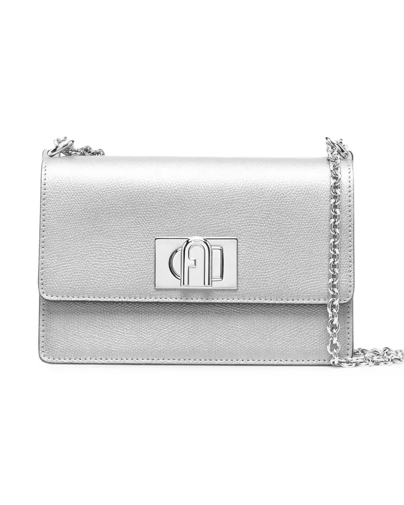 Furla logo-plaque leather shoulder bag - Silber Silber