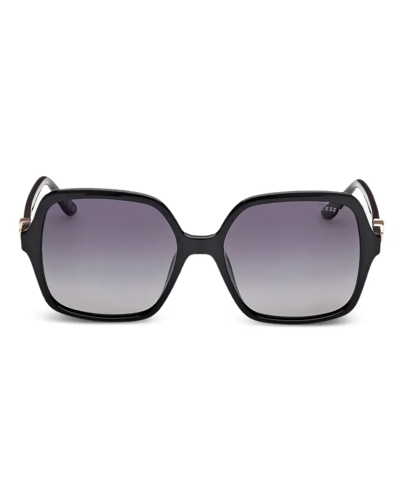 Guess Eckige Sonnenbrille mit Logo-Schild - Schwarz Schwarz