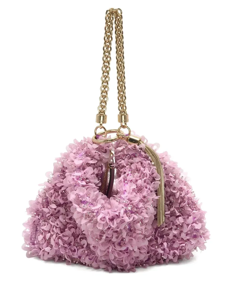 Jimmy Choo Callie floral-embellished shoulder bag - Rosa Rosa