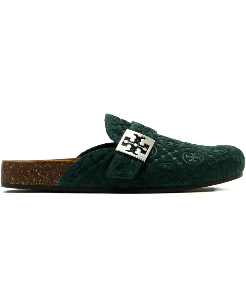 Tory Burch logo-buckle flat mules - Grün Grün