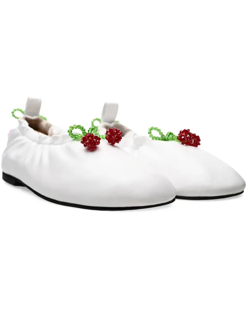 ANOUKI Ballerinas mit Perlenverzierung - Weiß Weiß