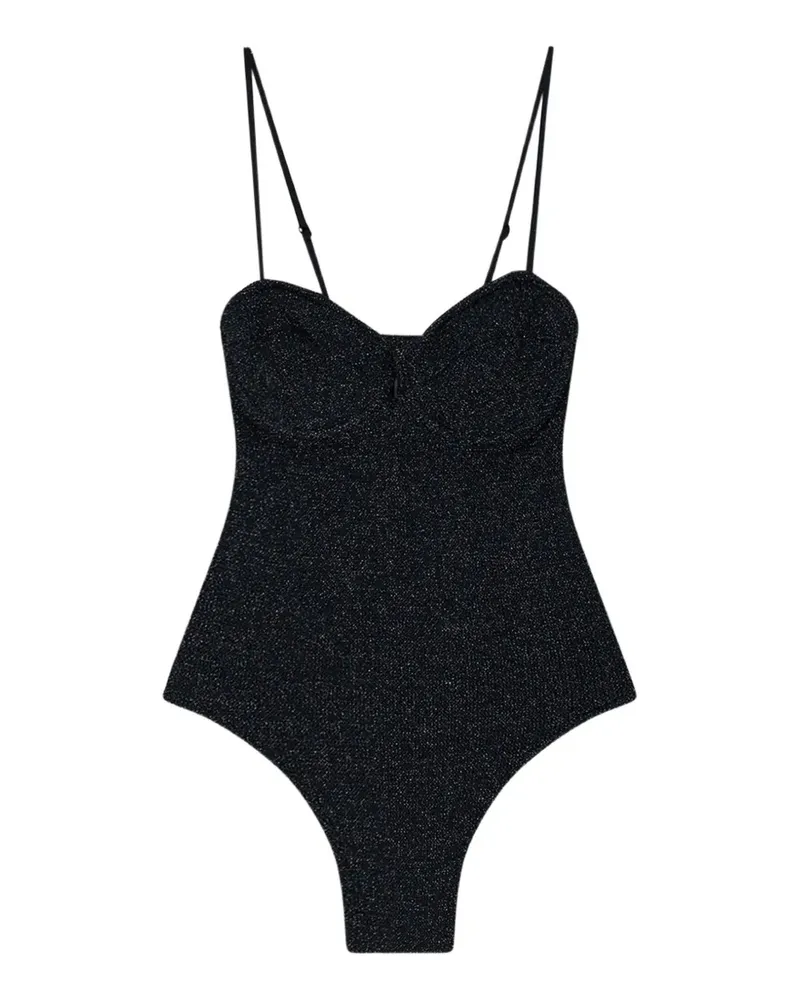 MC2 Saint Barth Badeanzug mit Knitteroptik - Schwarz Schwarz