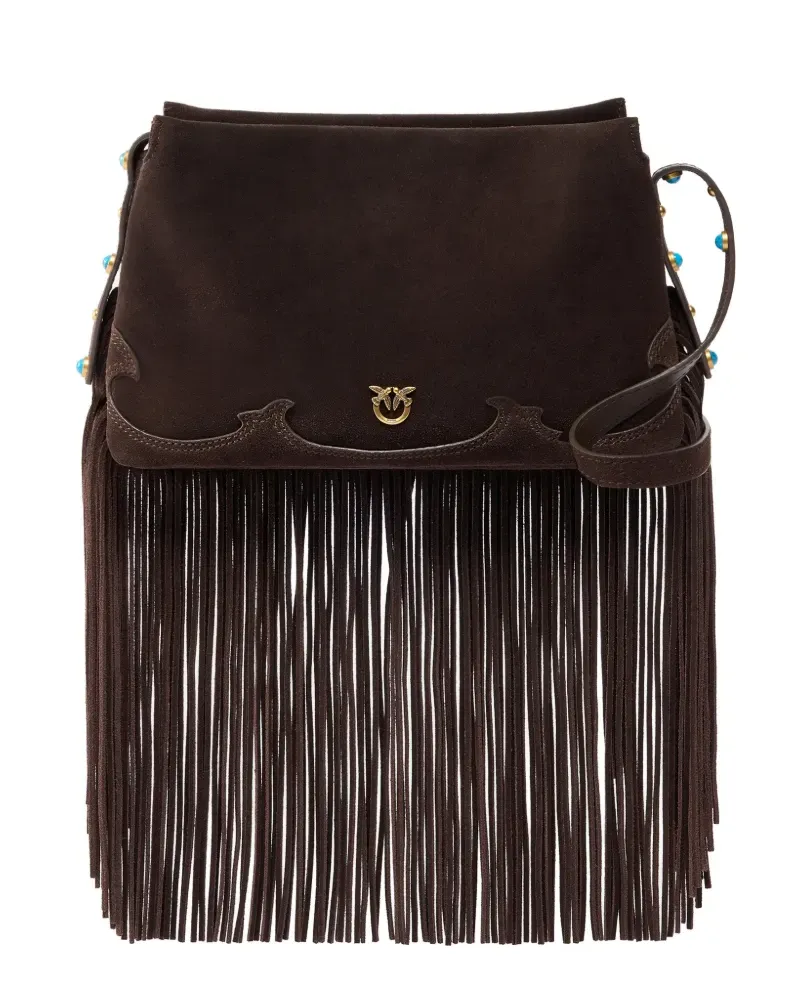Pinko Schultertasche mit Fransen - Braun Braun