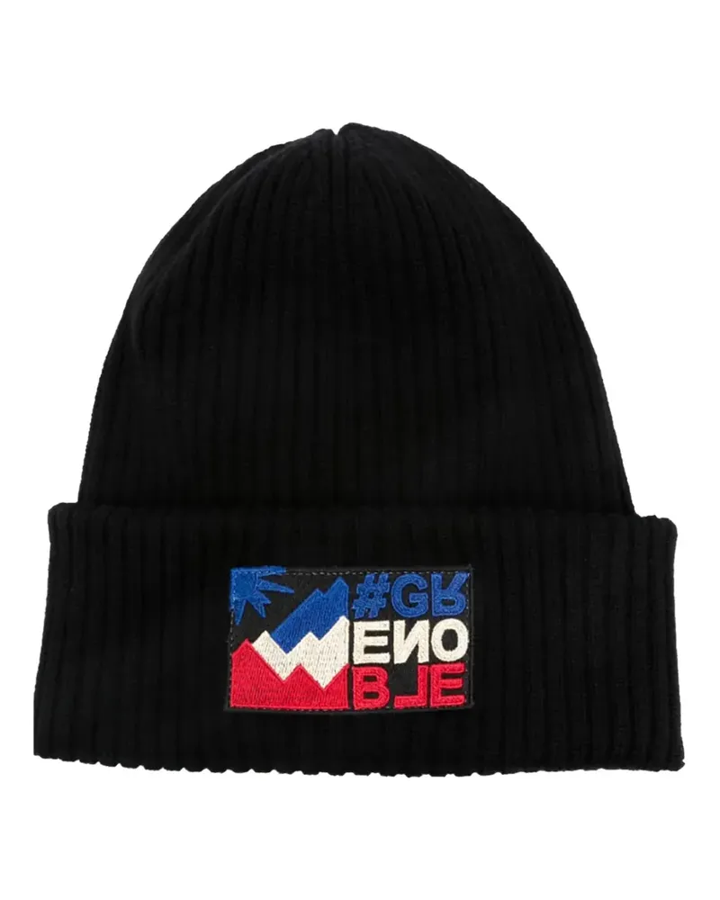 Moncler Beanie mit Logo-Patch - Schwarz Schwarz