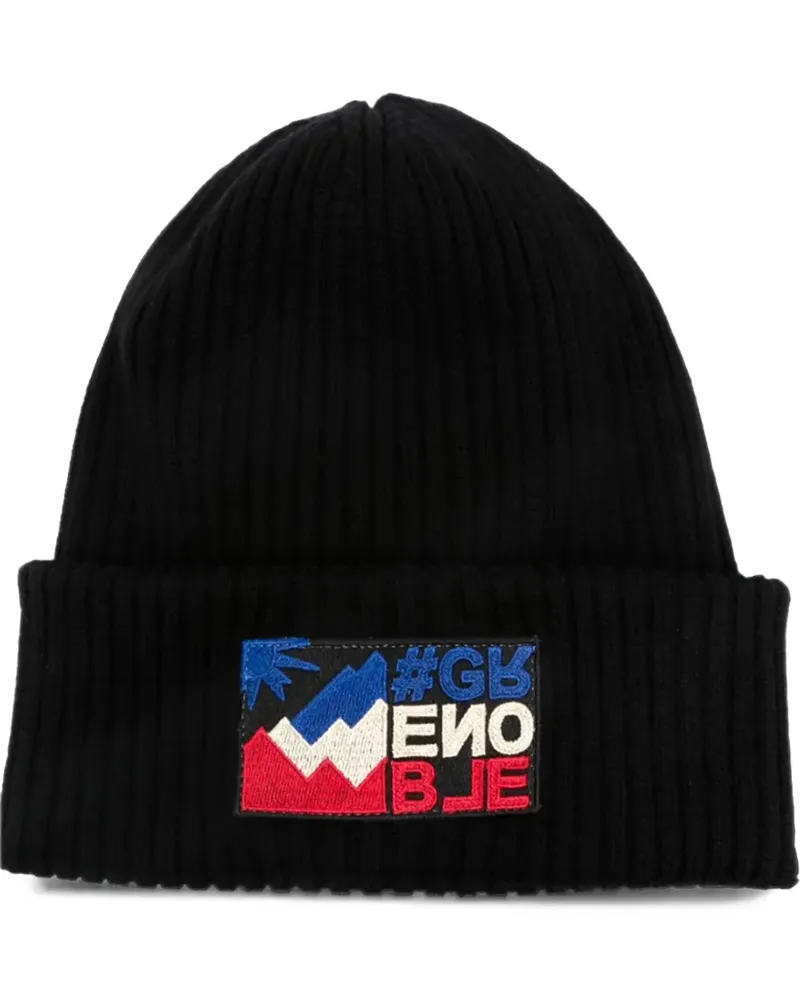 Moncler Beanie mit Logo-Patch - Schwarz Schwarz