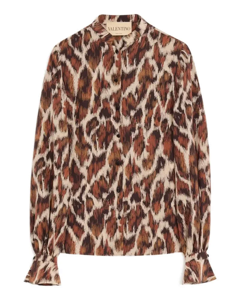 Valentino Garavani Seidenhemd mit Animalier-Print - Braun Braun