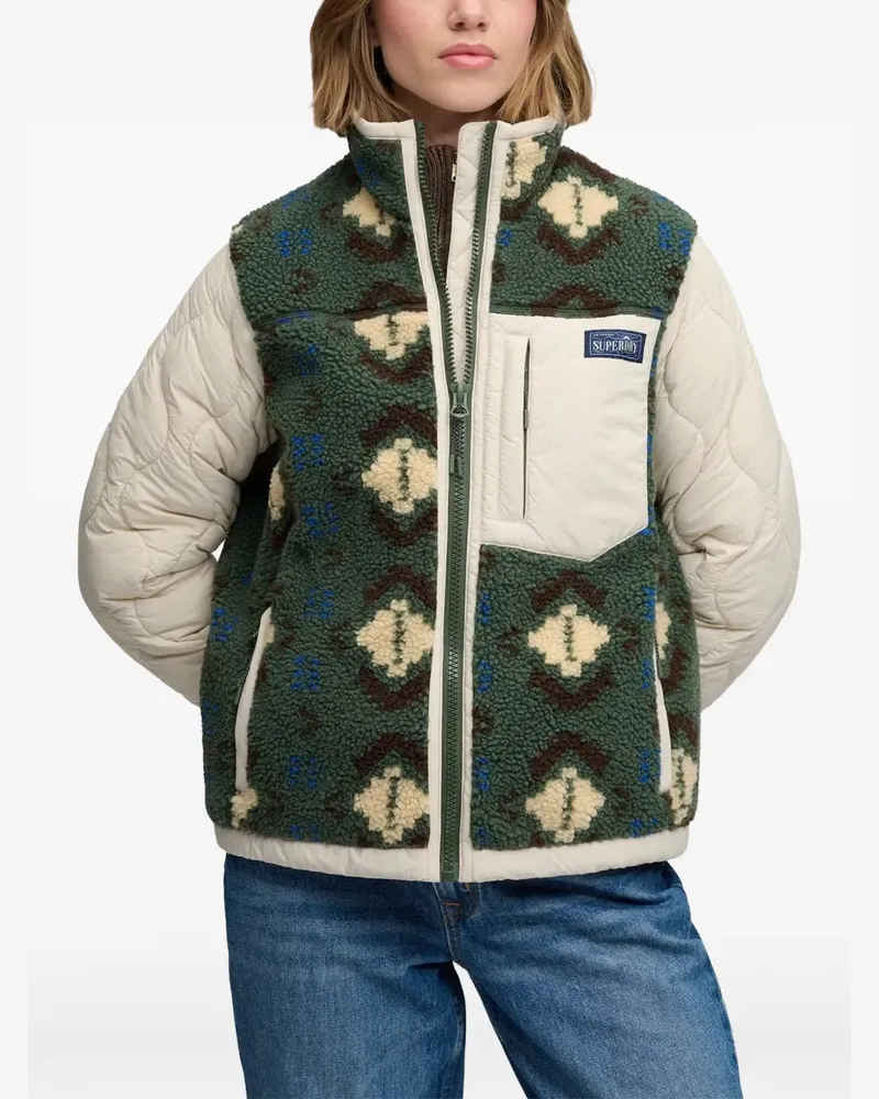 Superdry. fleece onion-quilt hybrid jacket - Grün Grün