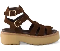Plateau-Sandalen mit Schnallenriemen 50mm - Braun