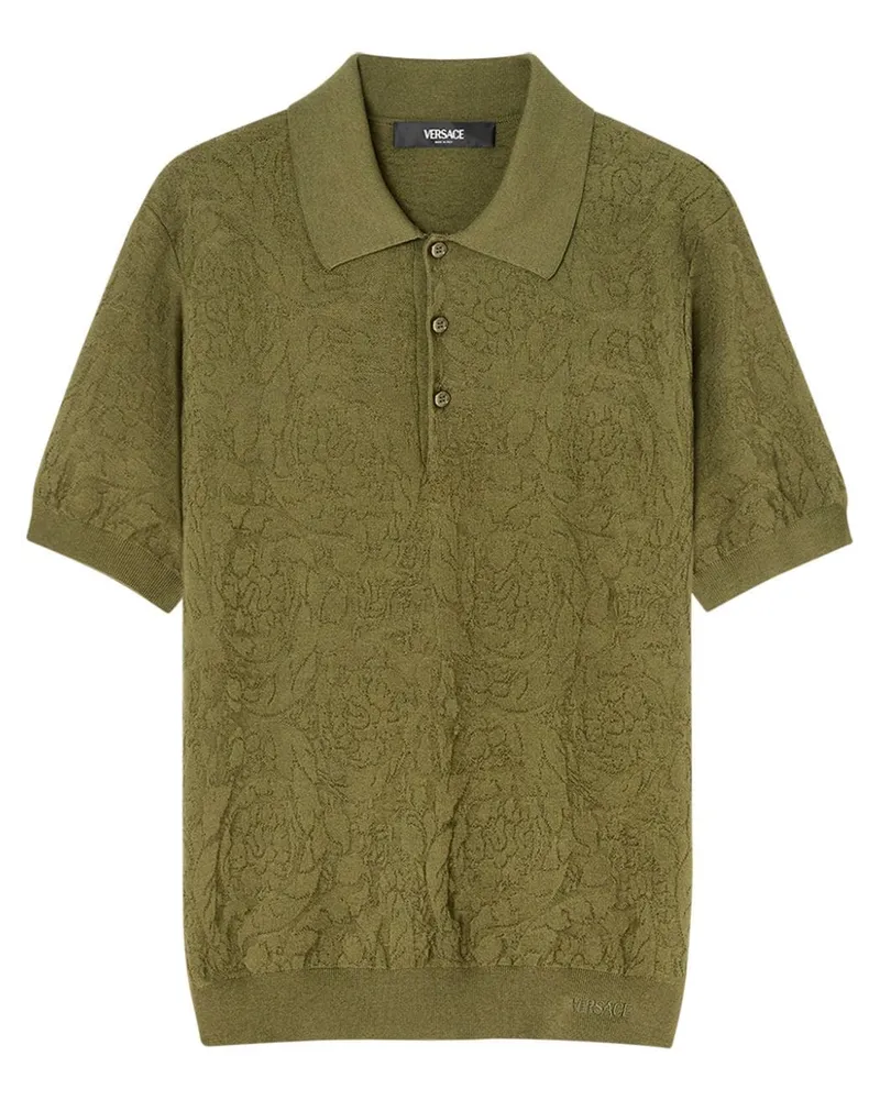 Versace Gestricktes Barocco Poloshirt - Grün Grün