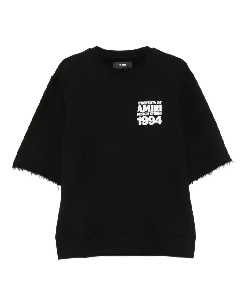 Amiri logo-print raw-edge T-shirt - Schwarz Schwarz