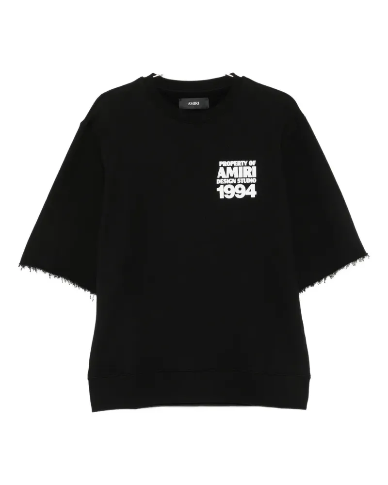 Amiri logo-print raw-edge T-shirt - Schwarz Schwarz