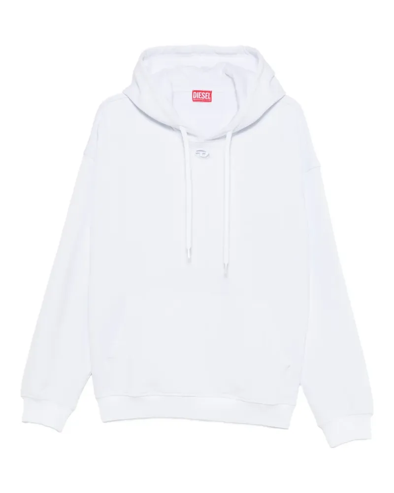 Diesel logo-plaque drawstring hoodie - Weiß Weiß