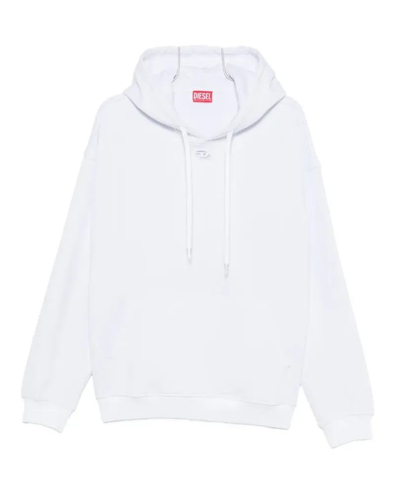 Diesel logo-plaque drawstring hoodie - Weiß Weiß