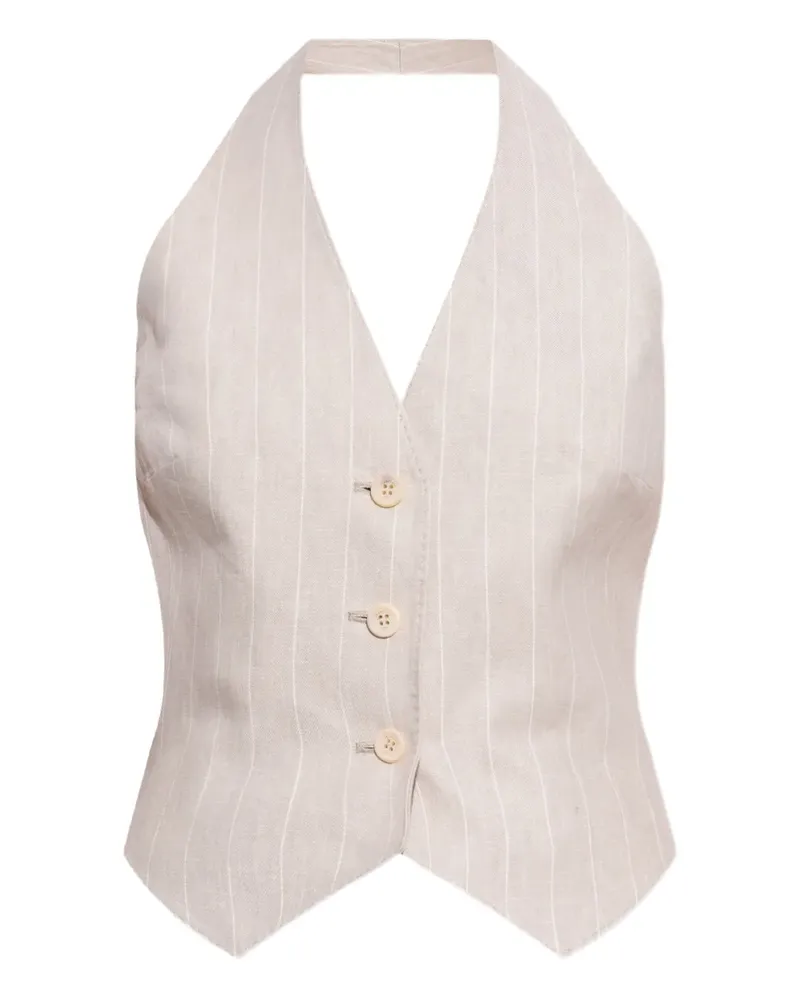 Max Mara Neckholder-Top mit Nadelstreifen - Nude Nude