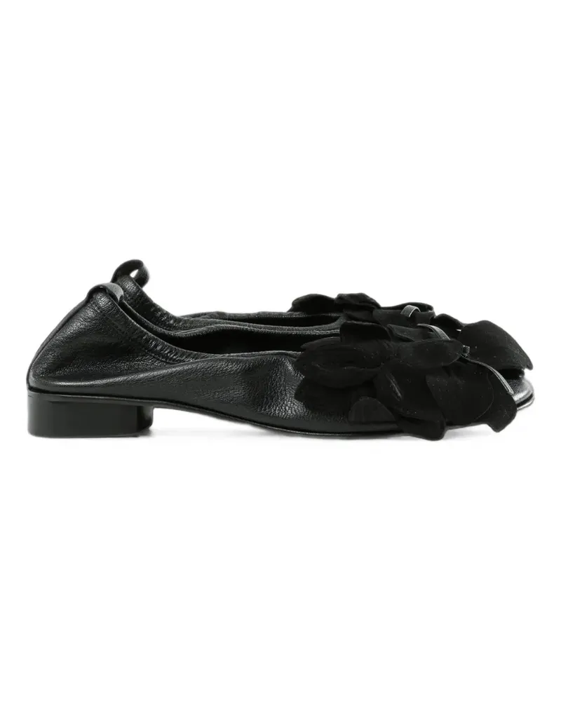HEREU floral-applique ballet flats - Schwarz Schwarz