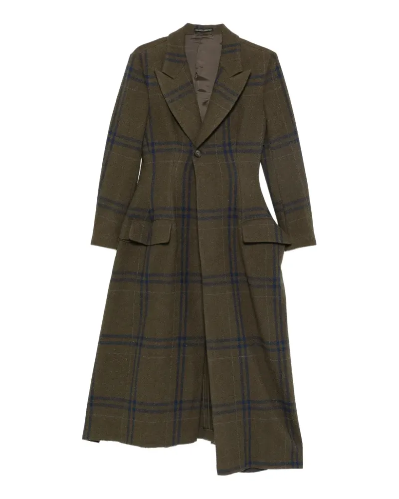 Yohji Yamamoto Asymmetrischer Mantel mit Karomuster - Grün Grün