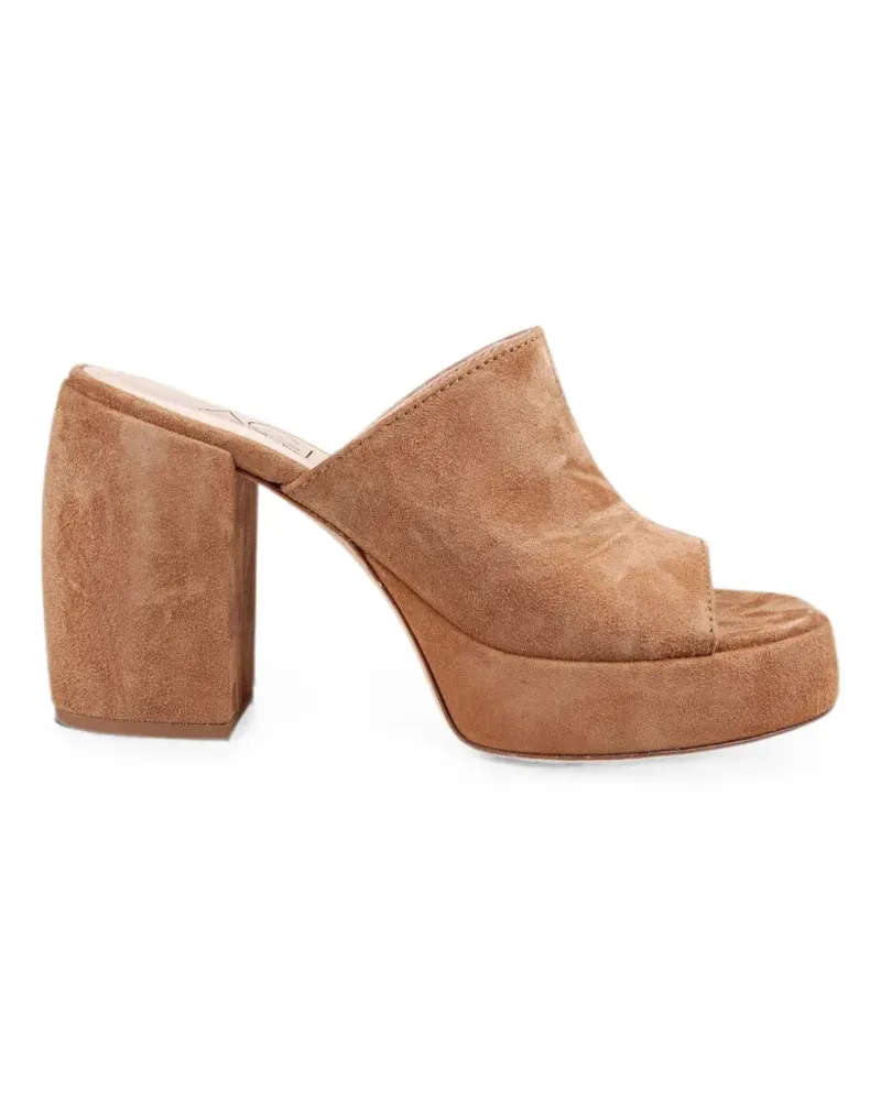 Attilio Giusti Leombruni Clio suede platform mules - Braun Braun