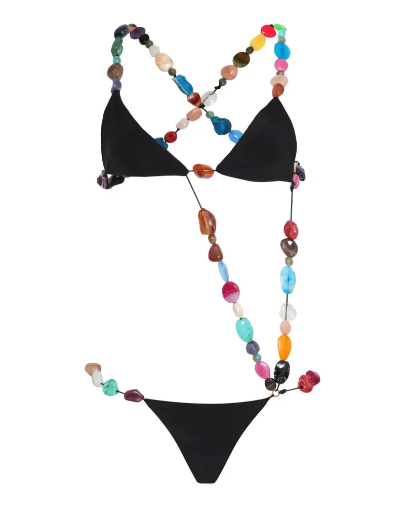 Amir Slama beaded swimsuit - Schwarz Schwarz