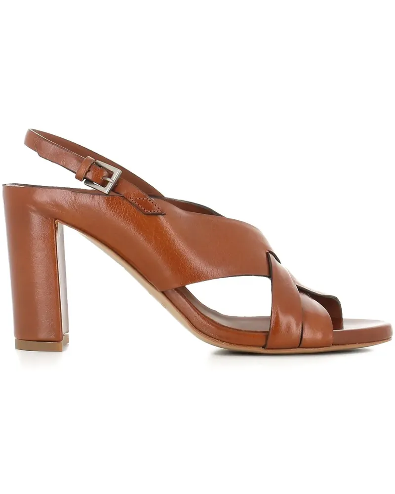 Roberto del Carlo Atene Slingback-Sandalen mit überkreuzten Riemen 85mm - Braun Braun