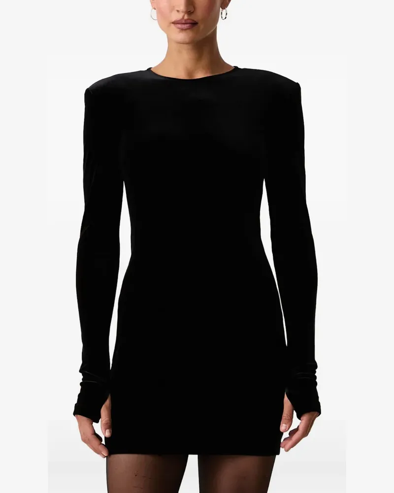 Armani Exchange padded-shoulder velvet mini dress - Schwarz Schwarz