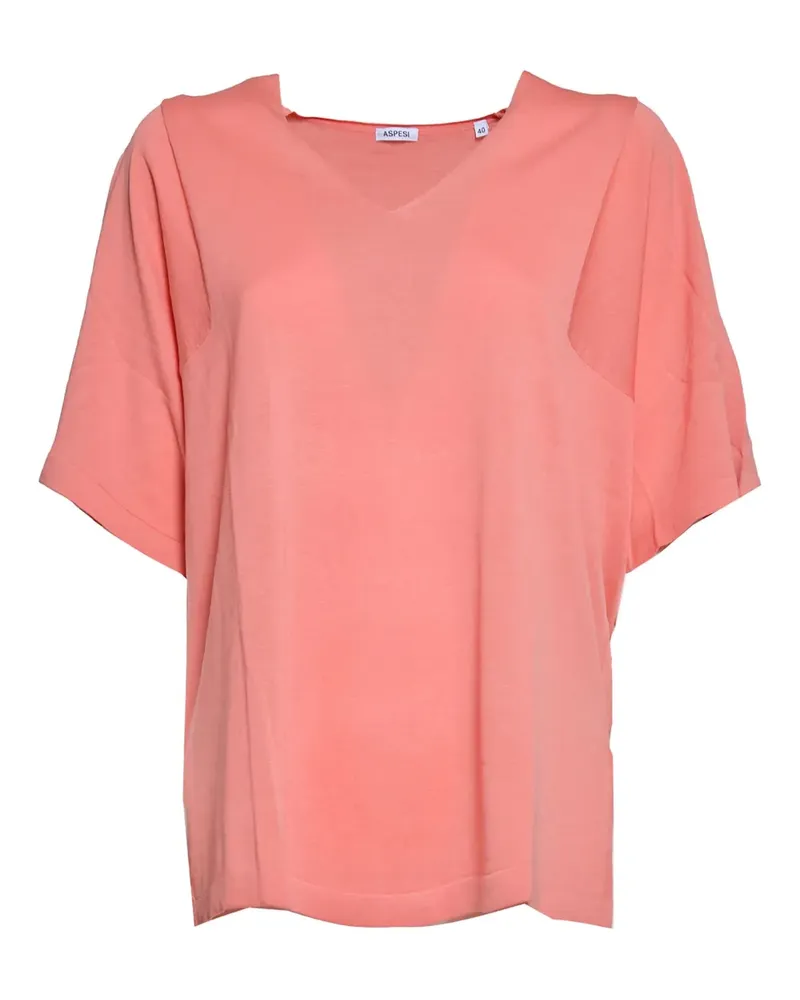 ASPESI Gestricktes T-Shirt - Rosa Rosa