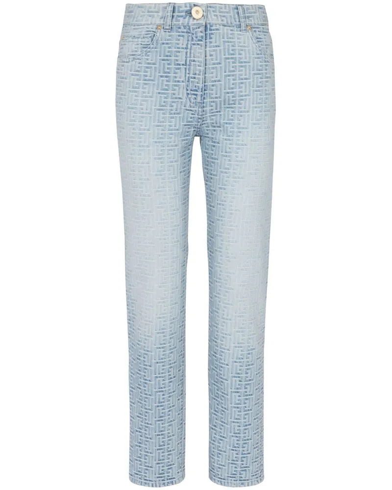 Balmain Jeans mit hohem Bund Blau