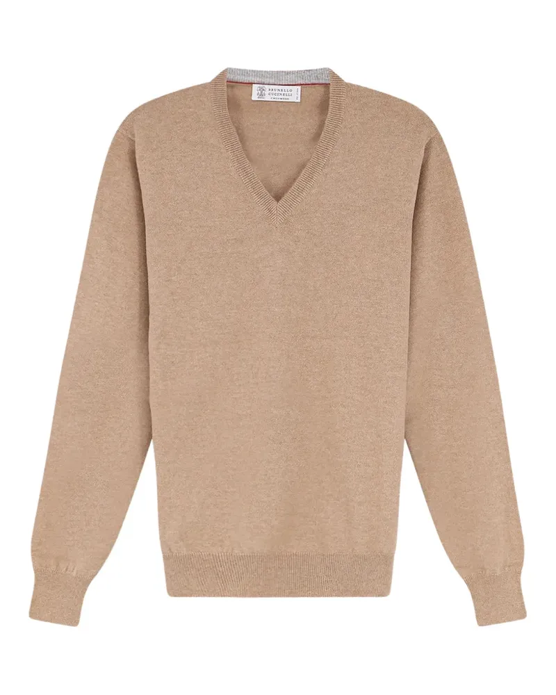 Brunello Cucinelli Pullover mit V-Ausschnitt - Nude Nude
