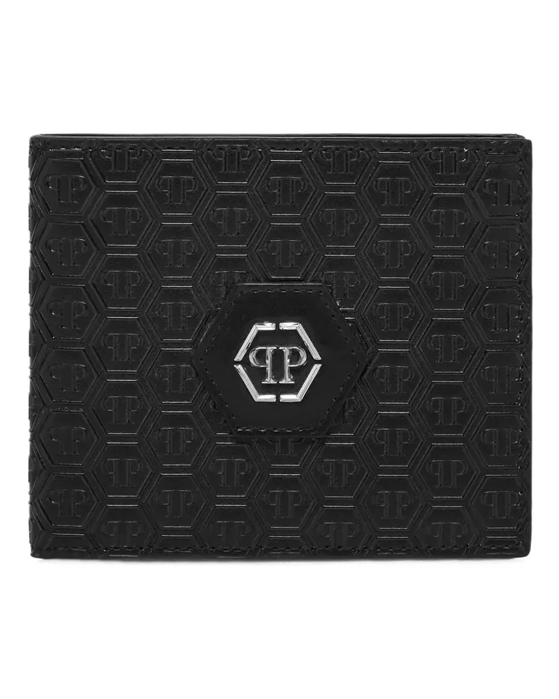 Philipp Plein monogram hexagon leather wallet - Schwarz Schwarz