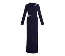 Verziertes Abendkleid mit langen Ärmeln - Blau