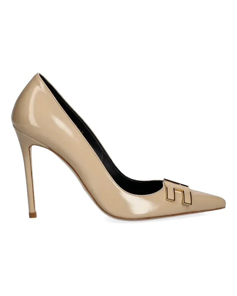Elisabetta Franchi logo leather pumps - Nude Nude