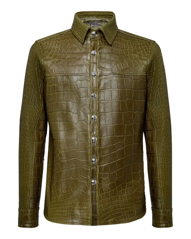 Billionaire crocodile-leather nappa shirt jacket - Grün Grün