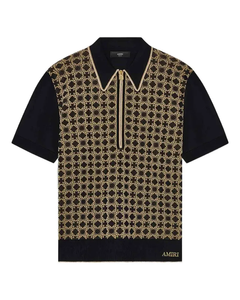 Amiri Geripptes T-Shirt mit Reißverschluss - Schwarz Schwarz