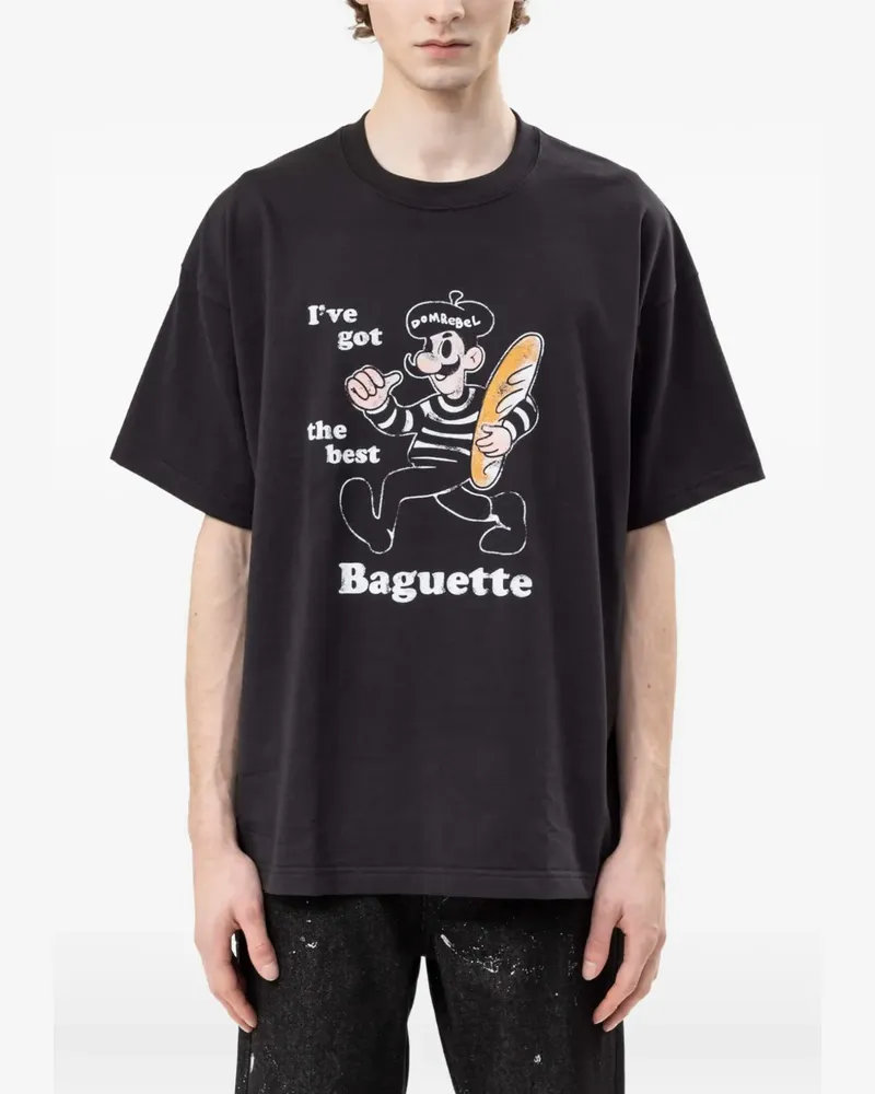 DOMREBEL T-Shirt mit Cartoon-Print - Schwarz Schwarz