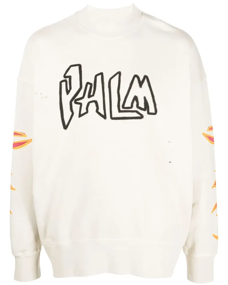 Palm Angels Sweatshirt mit Graffiti-Print - Weiß Weiß