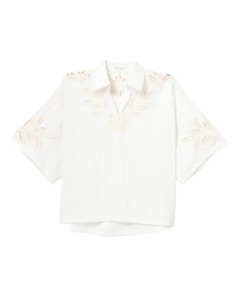 Rag & Bone Bluse mit Blattstickerei - Weiß Weiß