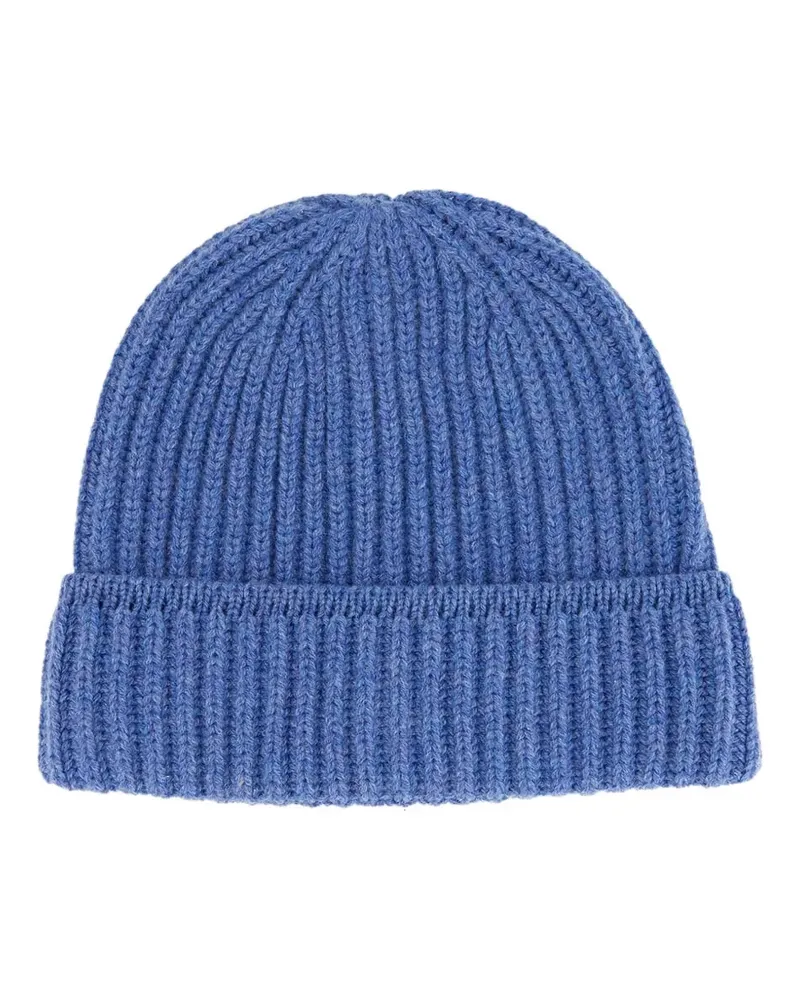 Piacenza Cashmere Gerippte Kaschmirbeanie - Blau Blau