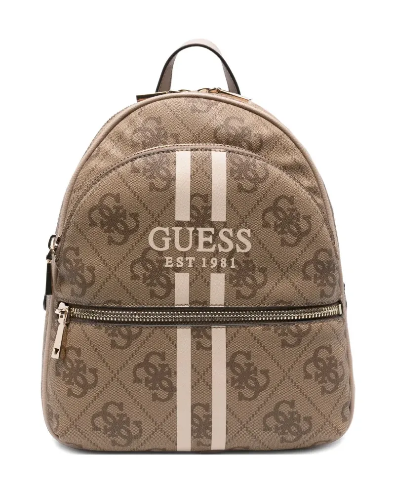 Guess Gestreifter Rucksack mit Logo - Nude Nude
