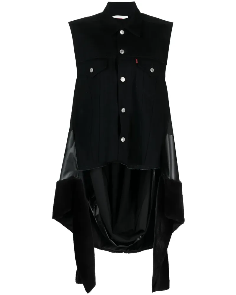Junya Watanabe Drapiertes Top - Schwarz Schwarz